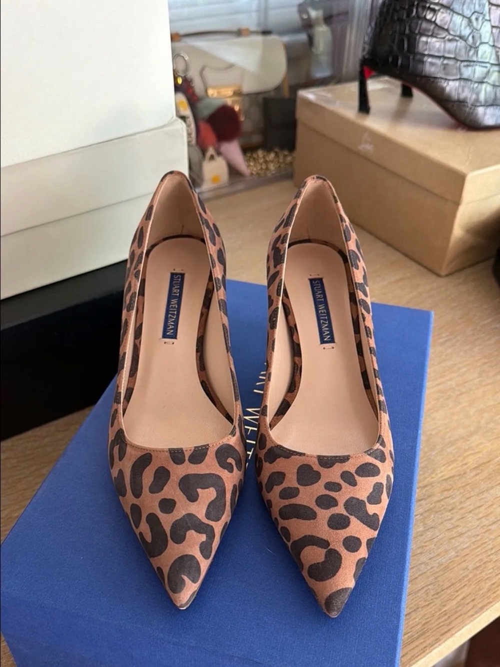 Stuart Weitzman Cindy 45 Cappuccino Leopard Cheetah Suede 6